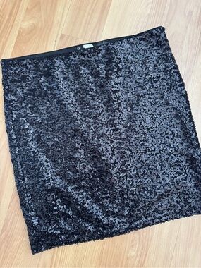 Black Sequin Mini Skirt